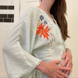 Anthropologie embroidered floral robe
